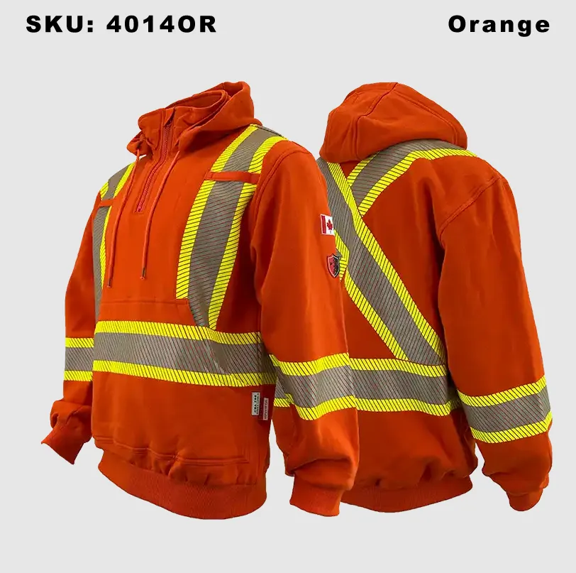 Atlas Orange Men's Pullover FR/AR Hoodies w/ Segmented 4” Stripes 4014OR