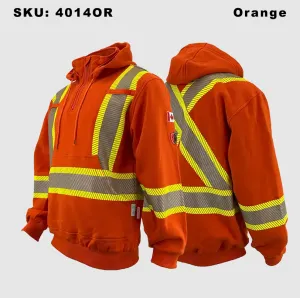 Atlas Orange Men's Pullover FR/AR Hoodies w/ Segmented 4” Stripes 4014OR