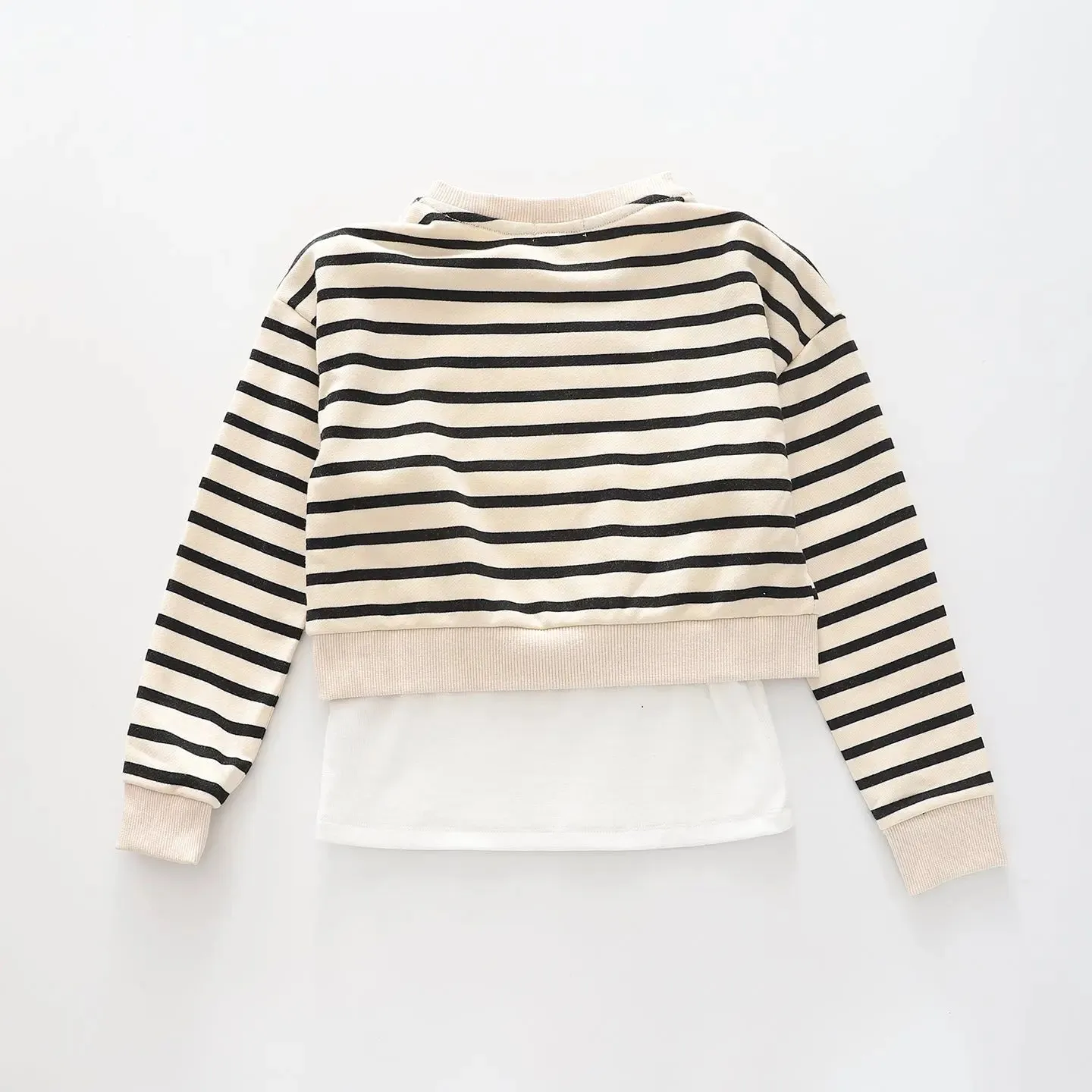 Black Stripes, Older Girls Crop Sweat Top