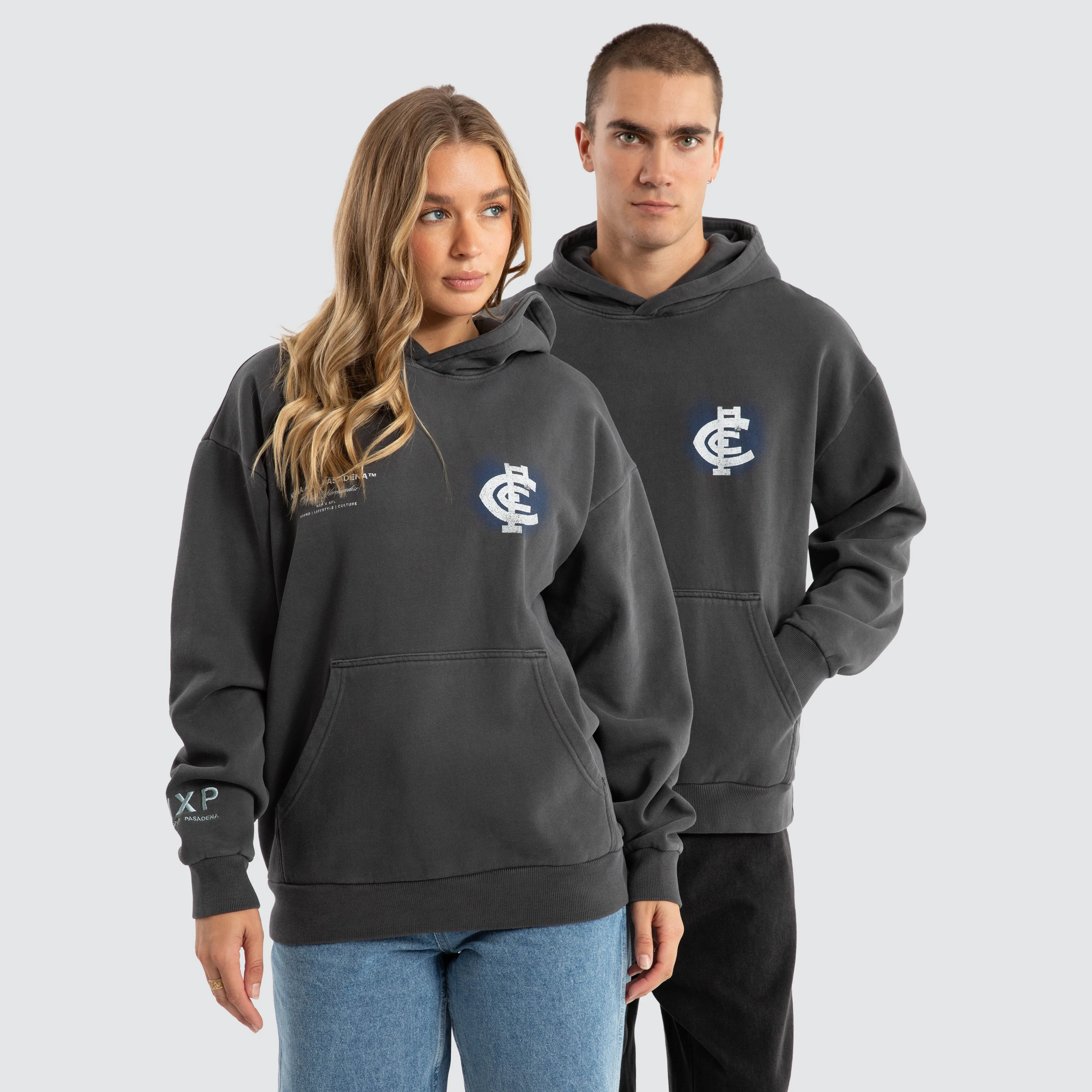 Carlton Blues AFL Vintage Hoodie Pigment Asphalt