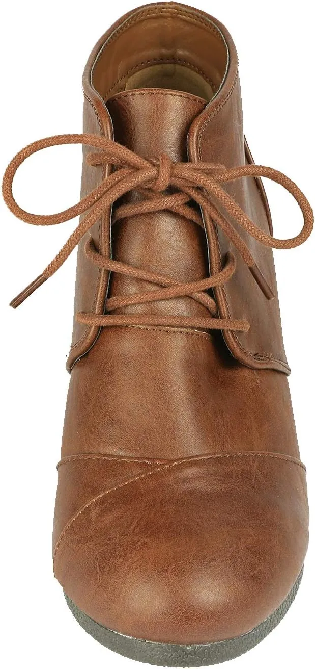 DREAM PAIRS Women's Wedge Boots Casual Fashion Lace Up Low Heel Ankle Booties Shoes