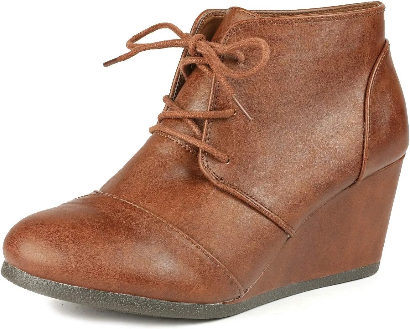 DREAM PAIRS Women's Wedge Boots Casual Fashion Lace Up Low Heel Ankle Booties Shoes