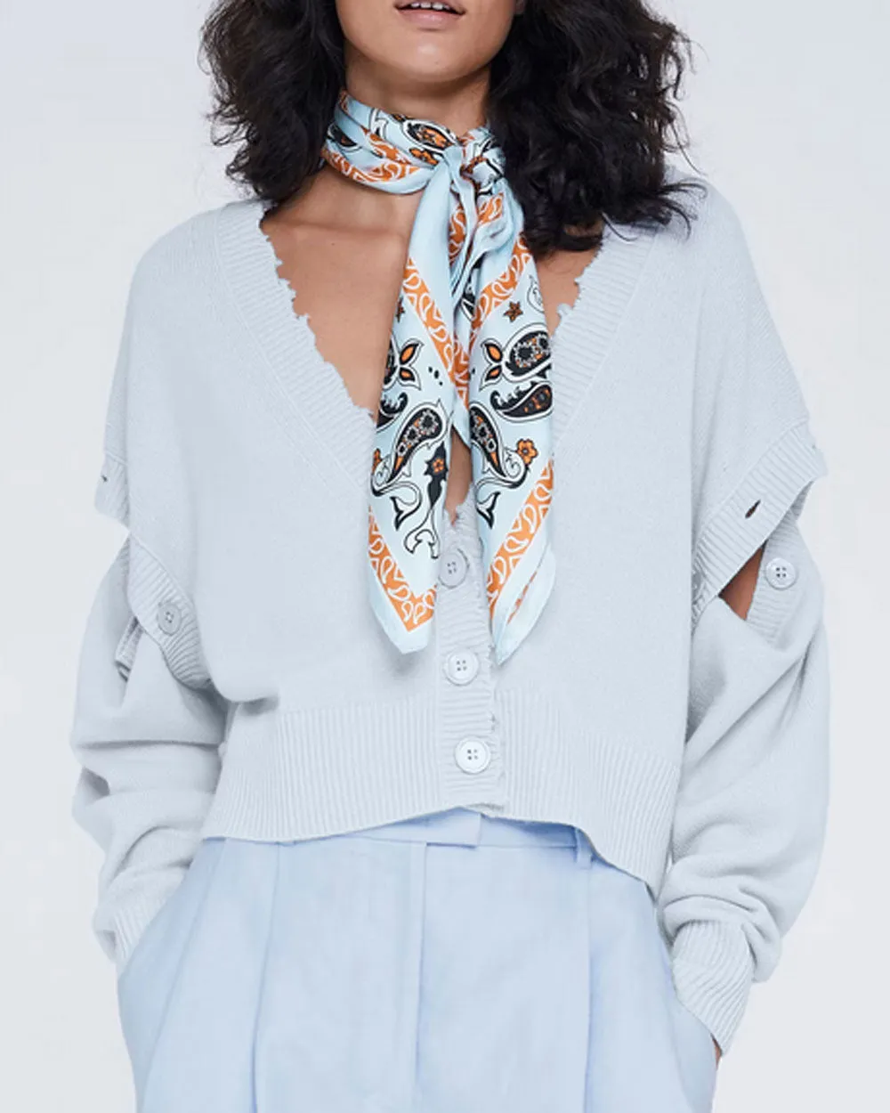 Light Blue Modern Statements Cardigan
