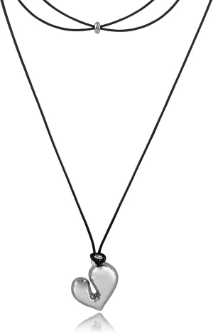 Long necklace for Women Black Rope Silver Bean Pendant Irregular Y2k Casual Fashion Design Jewelry