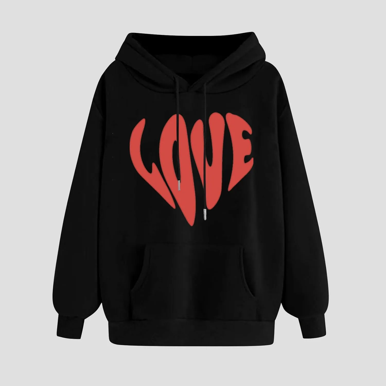LOVE Cute Hoodies for Women 2024 Fashion Fall Winter Going Out Hooded Sweatshirts Casual Oversized Cozy Pullover Tops