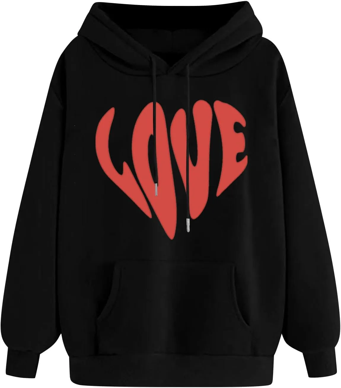 LOVE Cute Hoodies for Women 2024 Fashion Fall Winter Going Out Hooded Sweatshirts Casual Oversized Cozy Pullover Tops