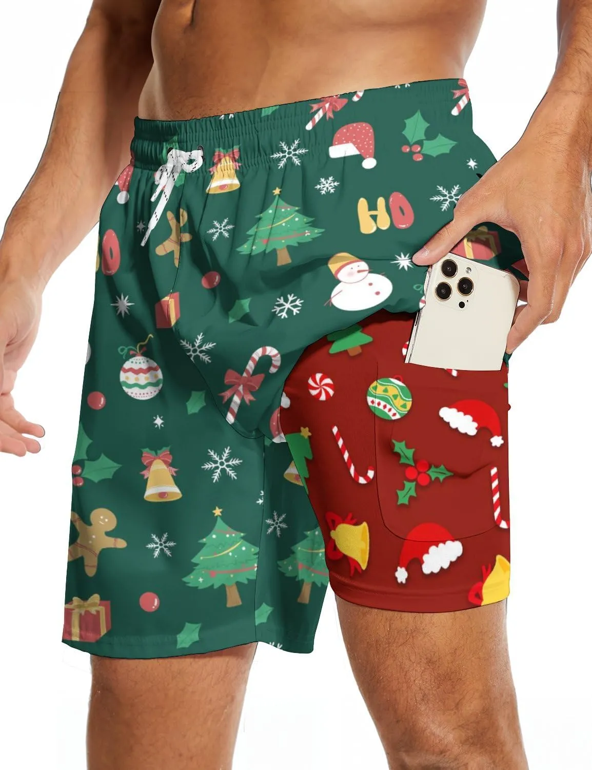 Men's Swim Trunks 7 Inch Inseam with Compression Liner Quick Dry Beach Shorts for Mens Board Shorts Swimwear