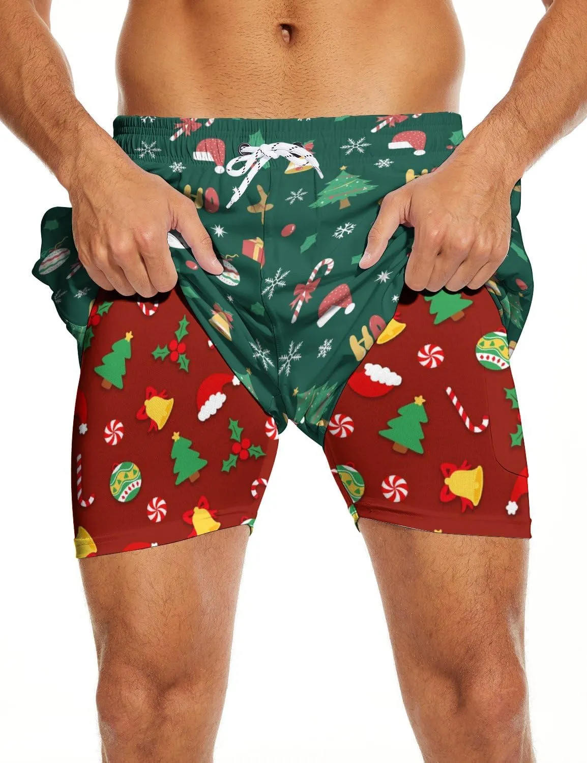 Men's Swim Trunks 7 Inch Inseam with Compression Liner Quick Dry Beach Shorts for Mens Board Shorts Swimwear