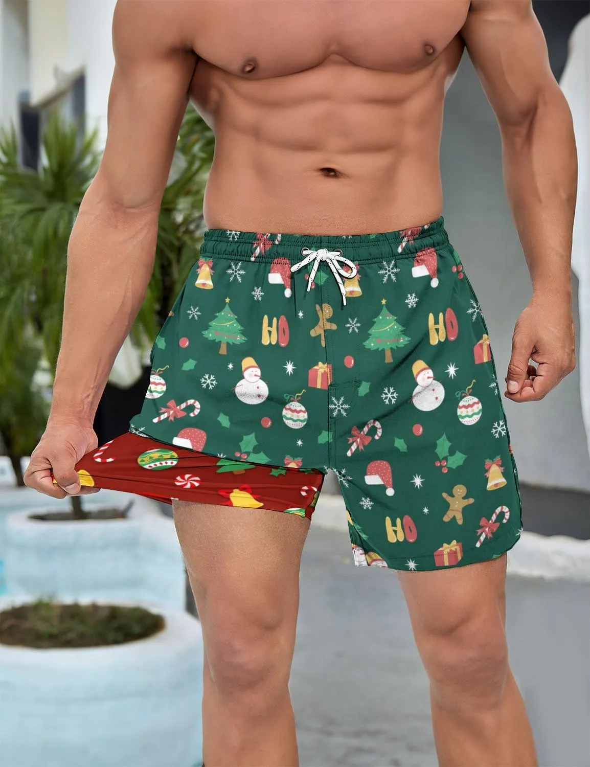 Men's Swim Trunks 7 Inch Inseam with Compression Liner Quick Dry Beach Shorts for Mens Board Shorts Swimwear