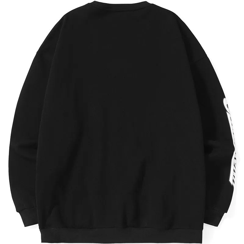 Minimalist Letter Print Crew Neck Kangaroo Pocket Sweatshirt