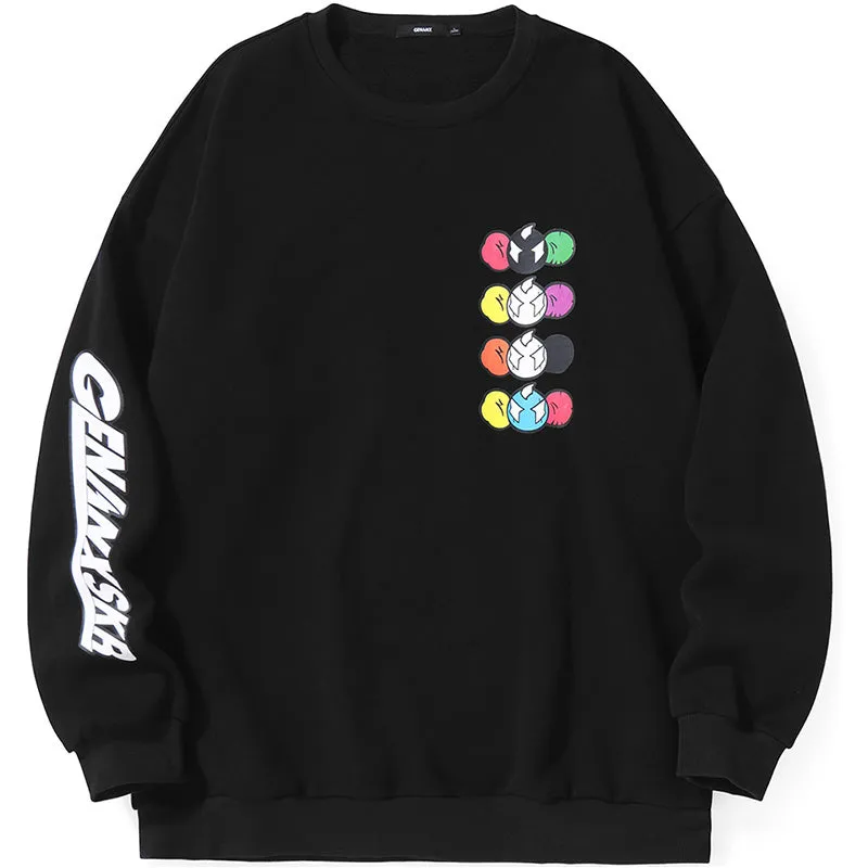 Minimalist Letter Print Crew Neck Kangaroo Pocket Sweatshirt