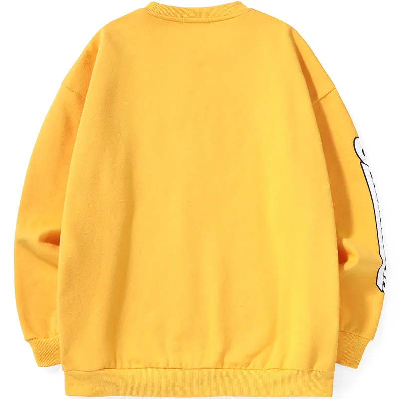 Minimalist Letter Print Crew Neck Kangaroo Pocket Sweatshirt
