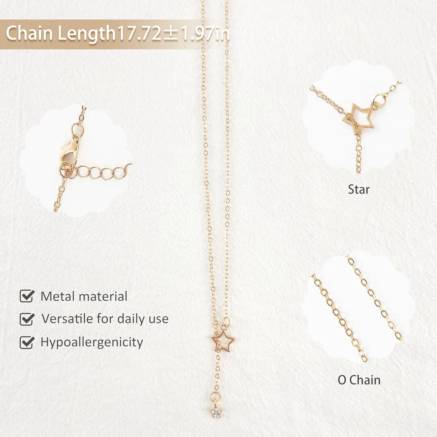 Star Necklace for Women Long Starfish Pendant Irregular Y2k Sweet Cool Casual Fashion Design Jewelry
