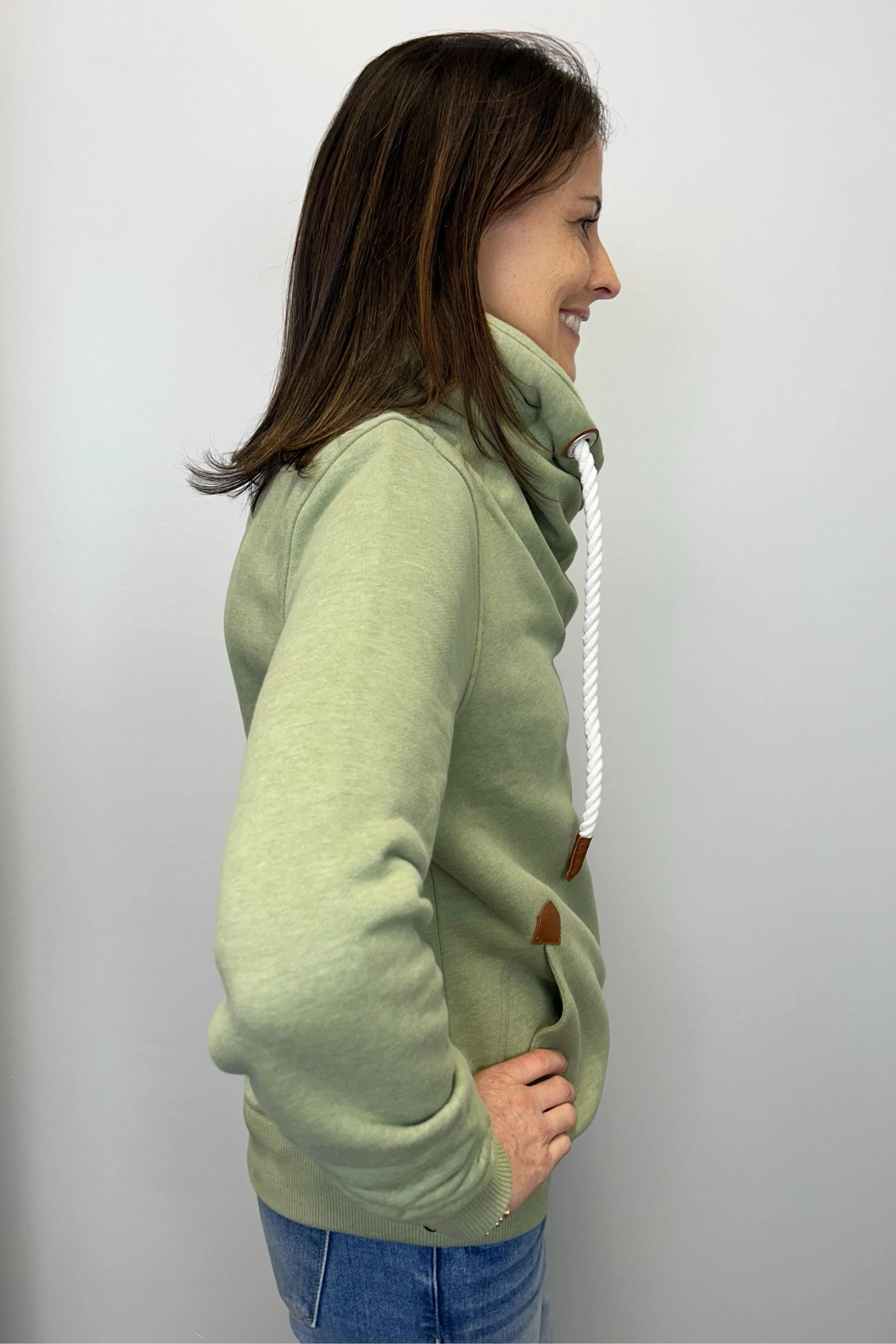 Wanakome Hestia Cowl Neck Sweatshirt - Army