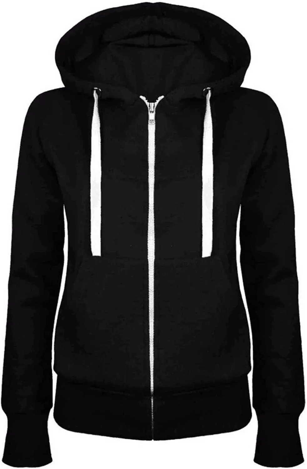 Womens Full Zip Up Hoodie Tops Casual Loose Long Sleeve Drawstring Sweatshirts Slim Fit Comfy Hoodies with Pocket