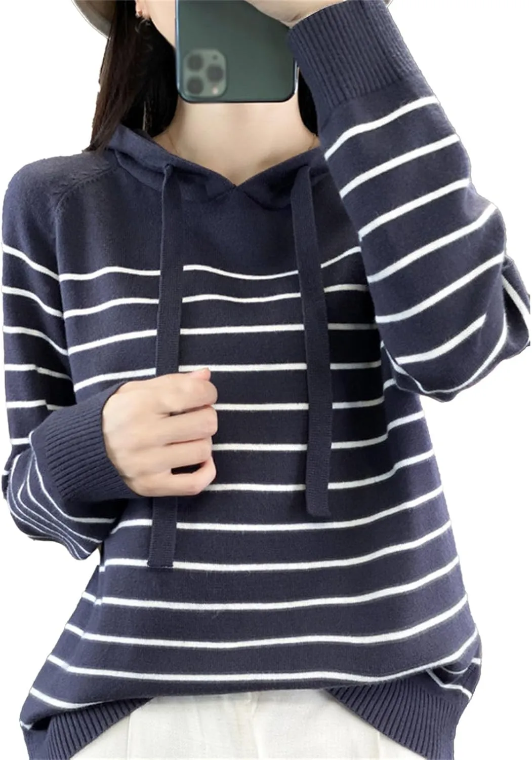 Womens Oversized Hoodies, Pullover Striped Sweatshirts, Loose Pullover Sweater Versatile Striped Hoodie