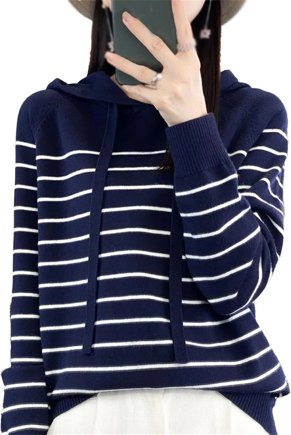 Womens Oversized Hoodies, Pullover Striped Sweatshirts, Loose Pullover Sweater Versatile Striped Hoodie