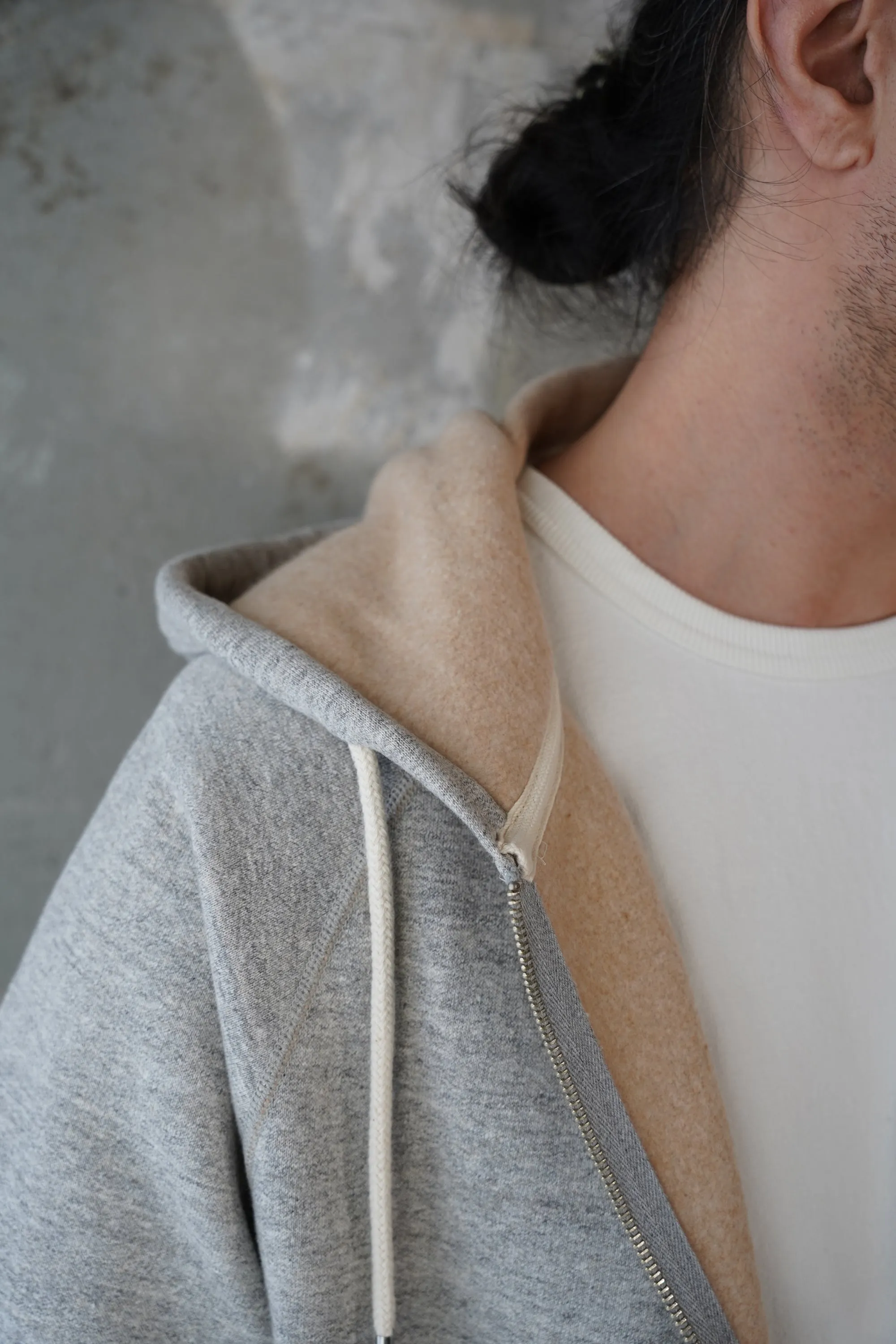 Zip Hoodie - Fleeced Foxfibre - Heather Grey