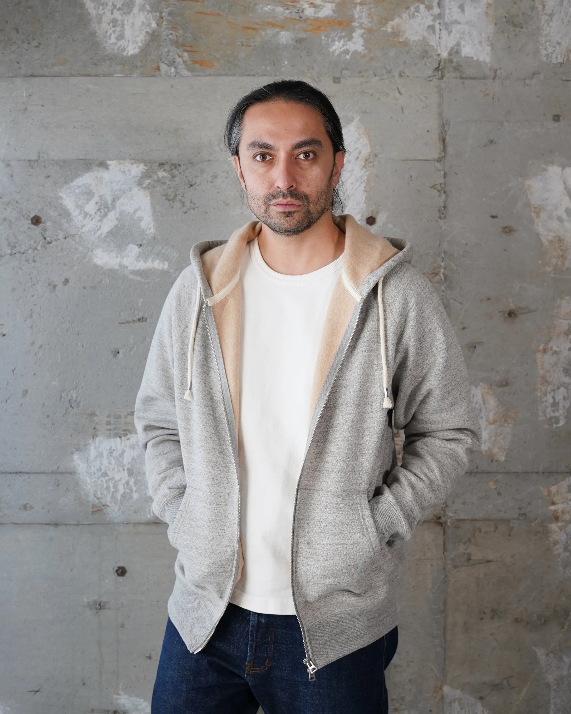 Zip Hoodie - Fleeced Foxfibre - Heather Grey